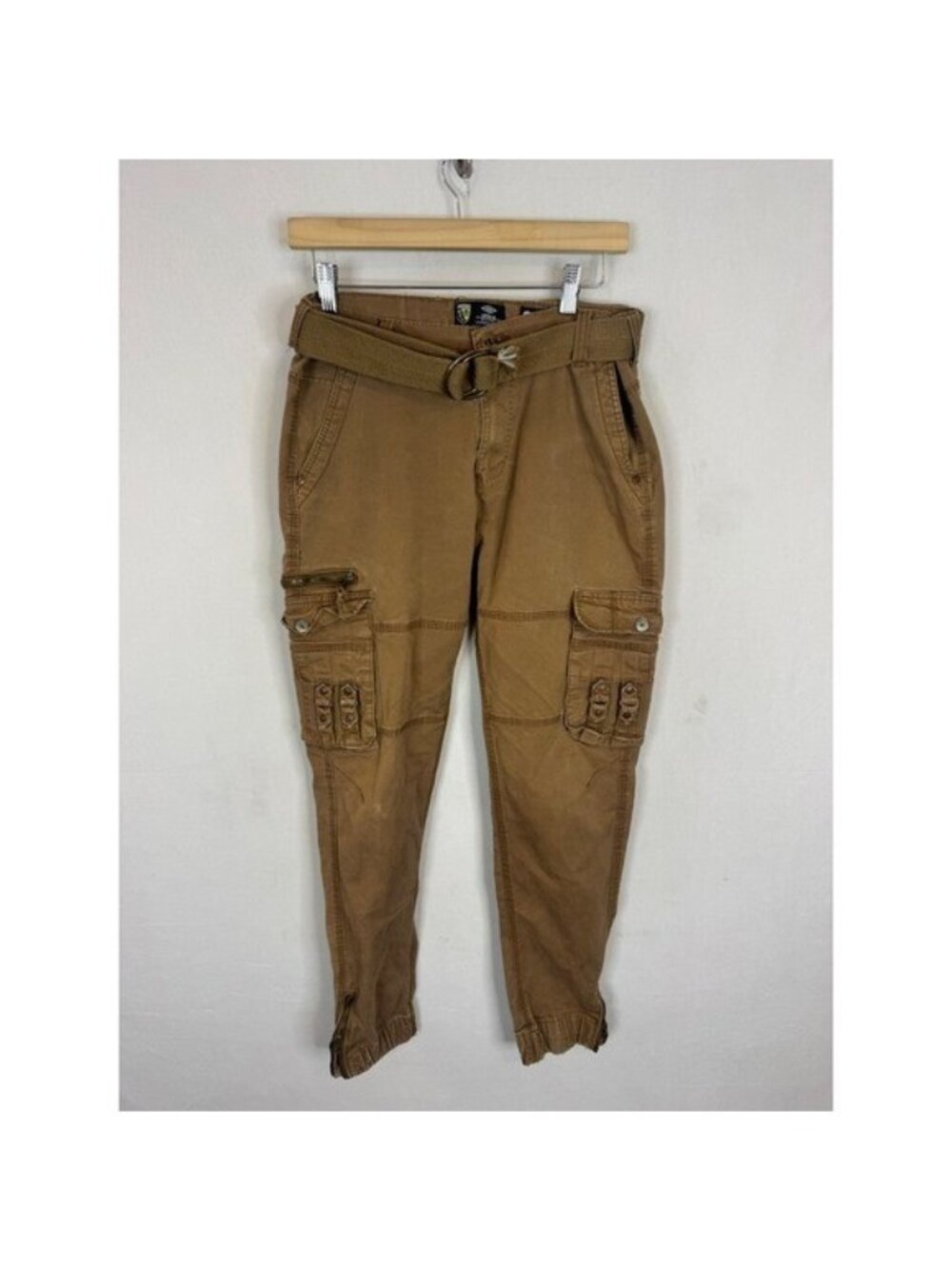 Vintage RCL Umbro Mens Cargo Pants Brown Utility Streetwear With Belt Size 34X30